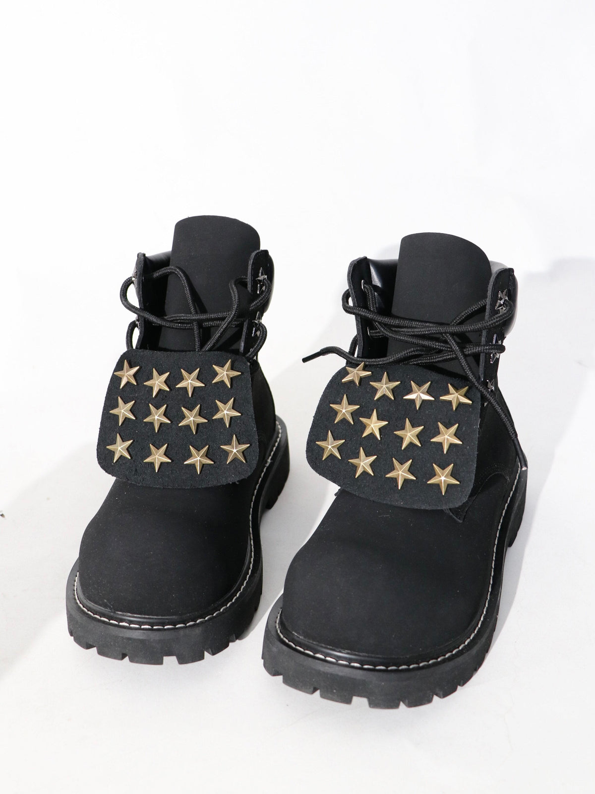 Star Studs Flap Lace-Up Boots