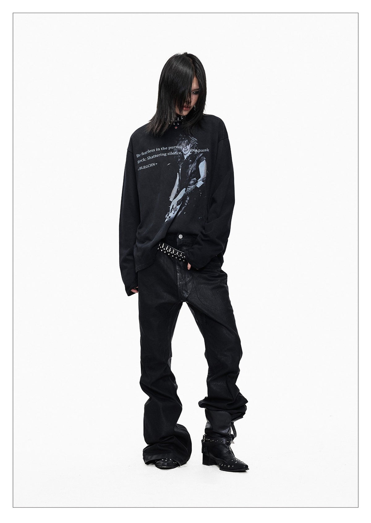 Dark Wash Long Sleeve Punk T-shirt