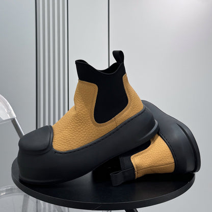 Side Gore Platform Chunky Sole Short Boots
