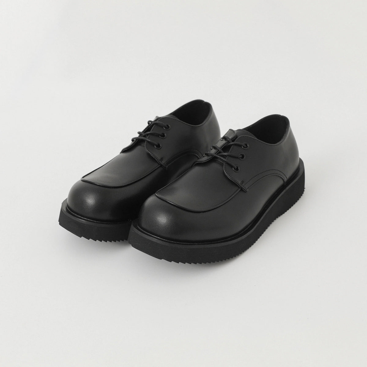 Thick Sole Lace-Up PU Leather Derby Shoes