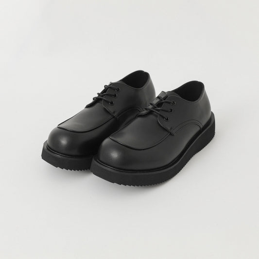 Thick Sole Lace-Up PU Leather Derby Shoes