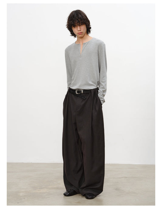 Side-Pleated Wide-Leg Pants