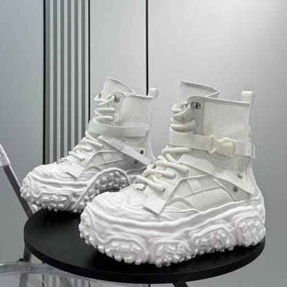 Mesh Strap Buckle Platform Sneaker Boots