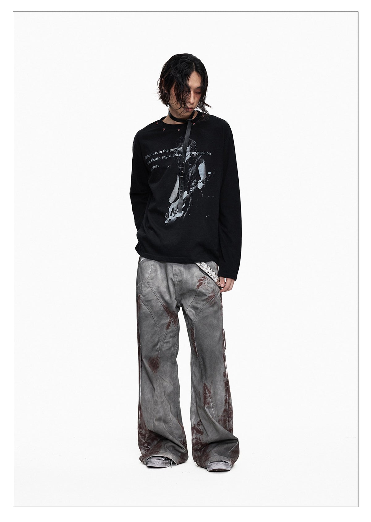 Dark Wash Long Sleeve Punk T-shirt
