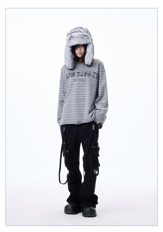 Flare Solid Color Studded Cargo Pants