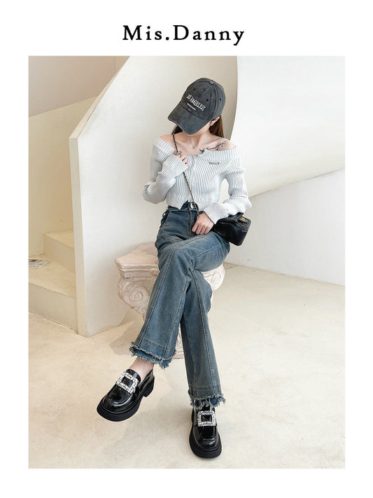Round-Toe Platform PU Leather Loafers