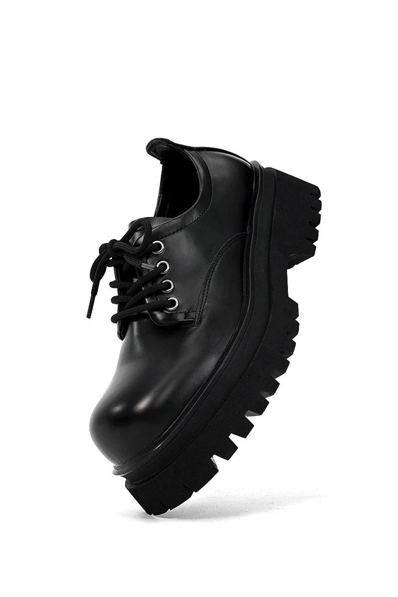 Chunky Black Platform Derby Shoes