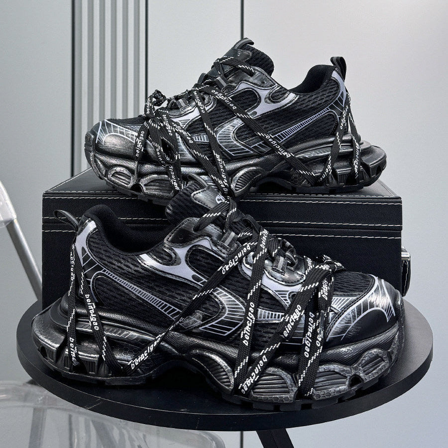 Chunky Platform Strappy Lace-Up Sneakers