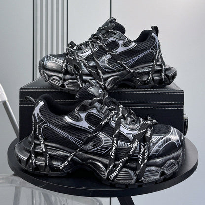 Chunky Platform Strappy Lace-Up Sneakers