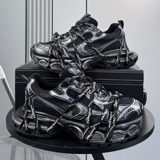 Chunky Platform Strappy Lace-Up Sneakers