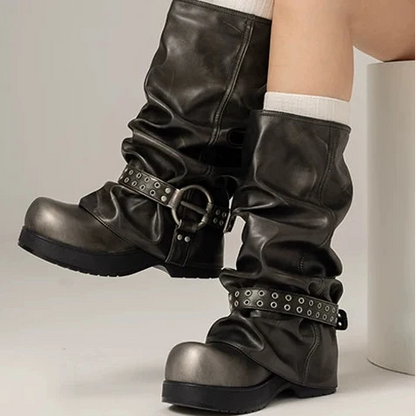 Smokestack Rivet Slouch Boots