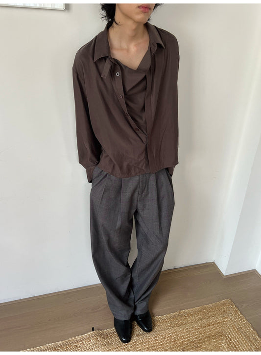 Draped Swing-Collar Shirt