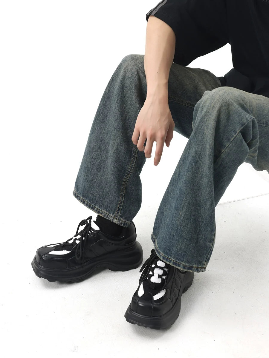 Square Toe Chunky Sole Dad Sneakers