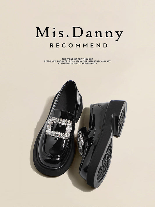 Round-Toe Platform PU Leather Loafers