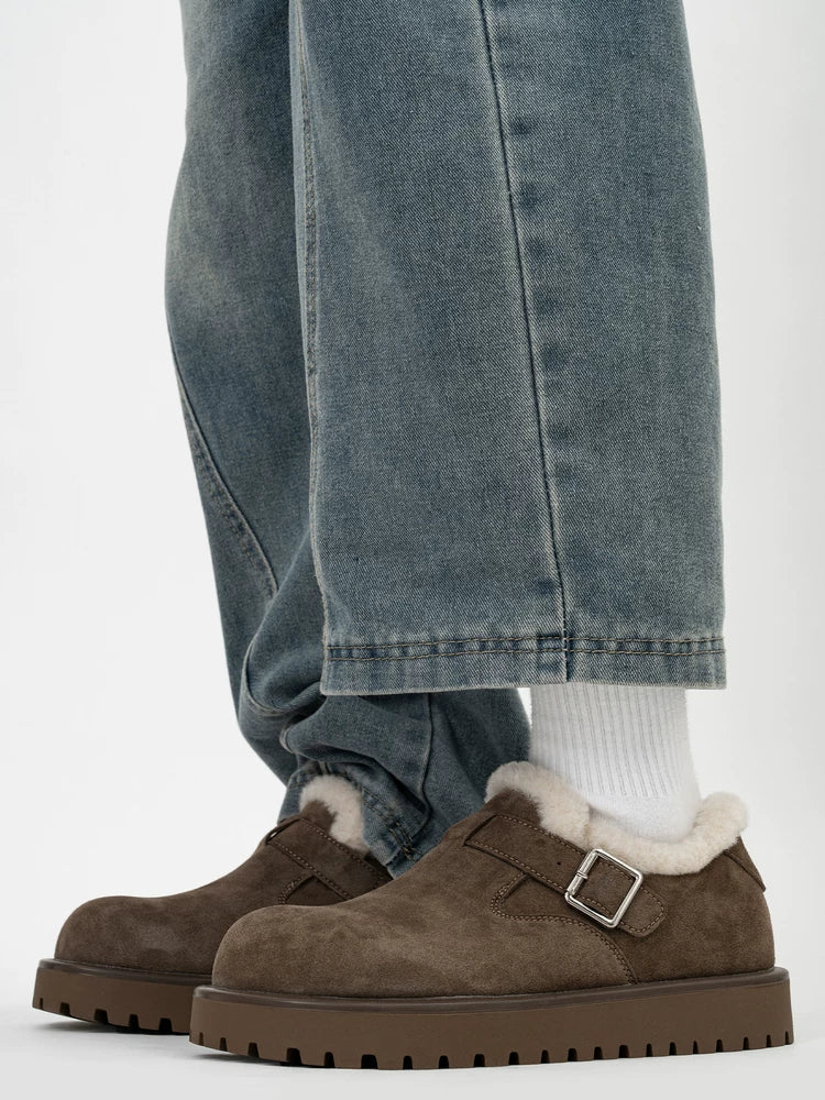 Shearling Buckle Clogs