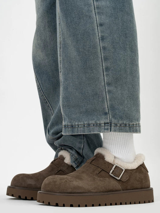 Shearling Buckle Clogs