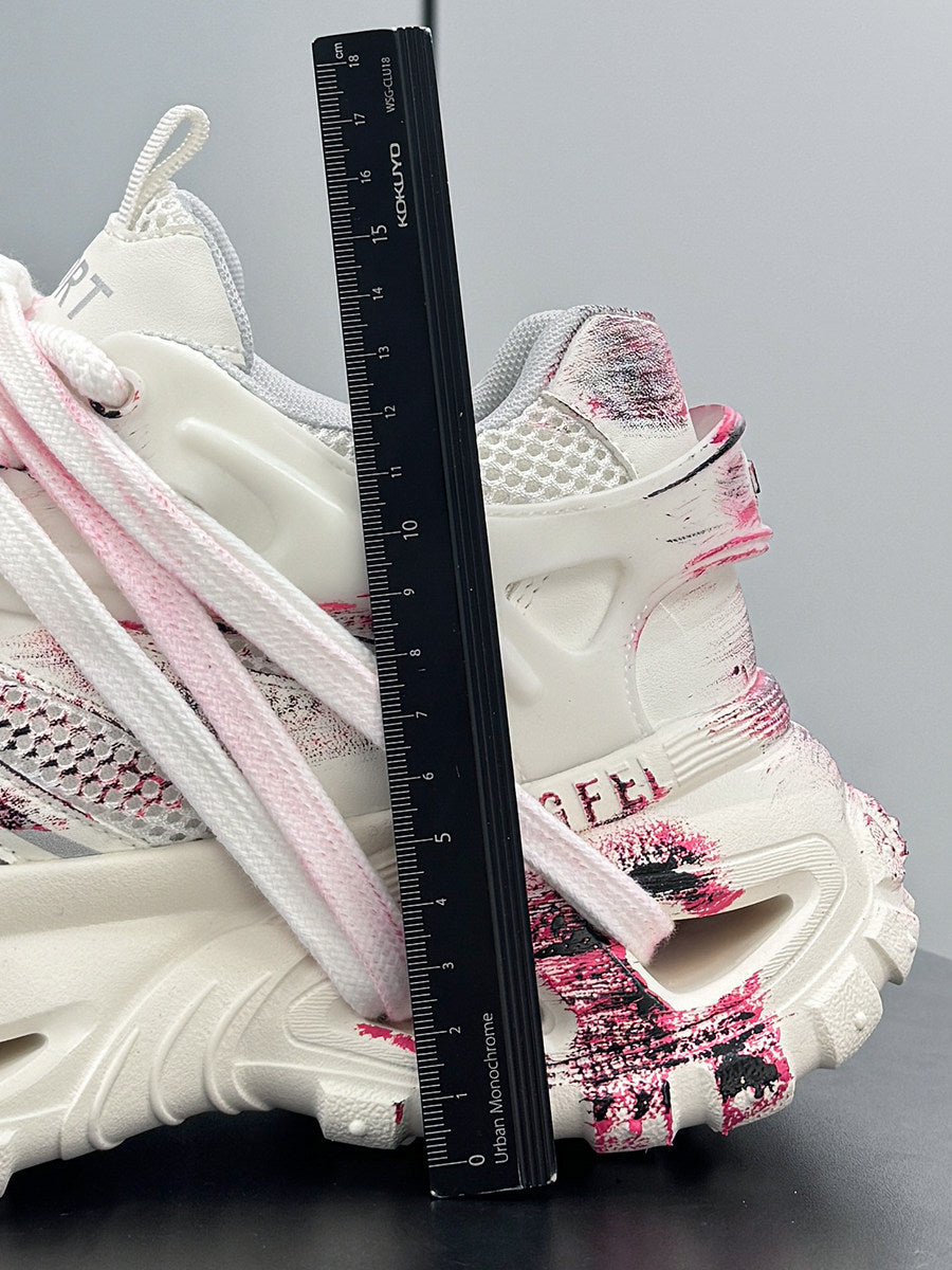 Paint Splash Rope Lace Chunky Sole Sneakers