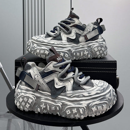 Strap Washed Platform Chunky Sole Sneaker