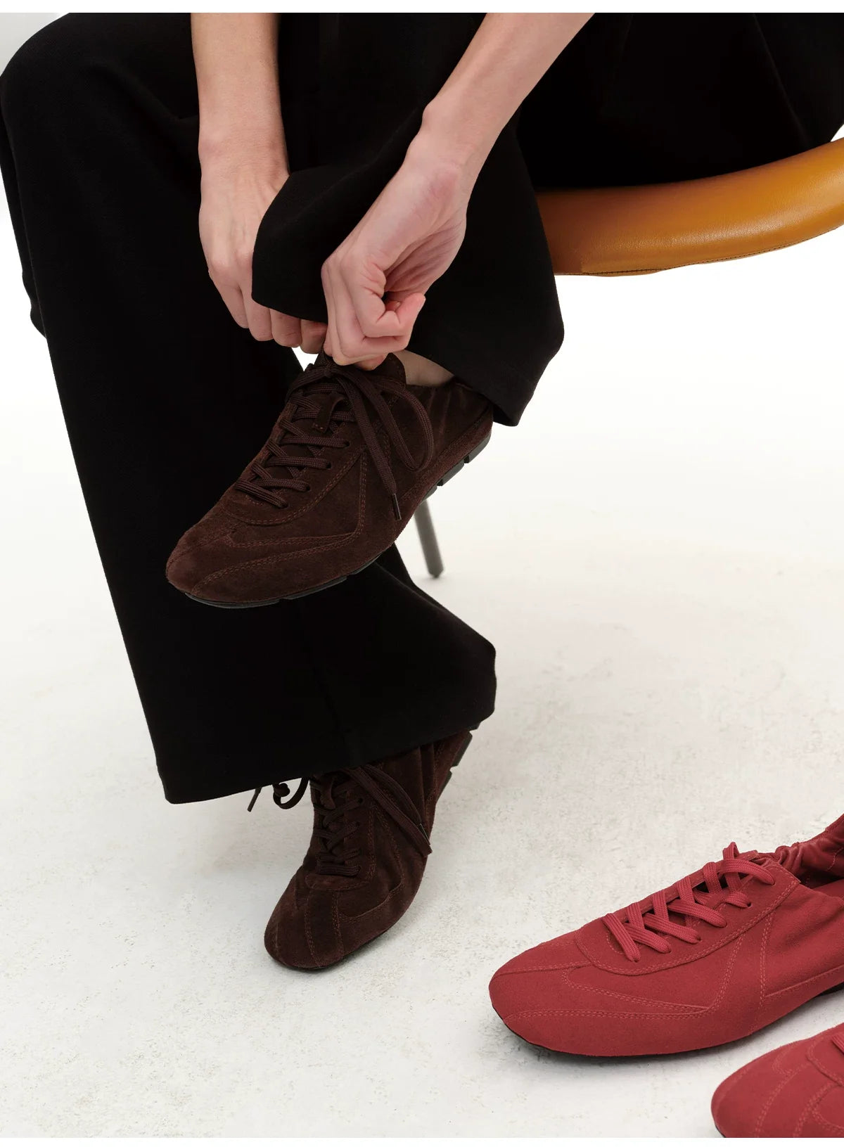 Suede Minimalist Lace-Up Sneakers