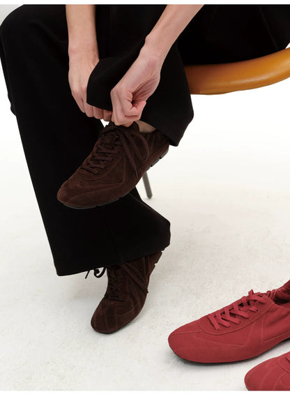 Suede Minimalist Lace-Up Sneakers
