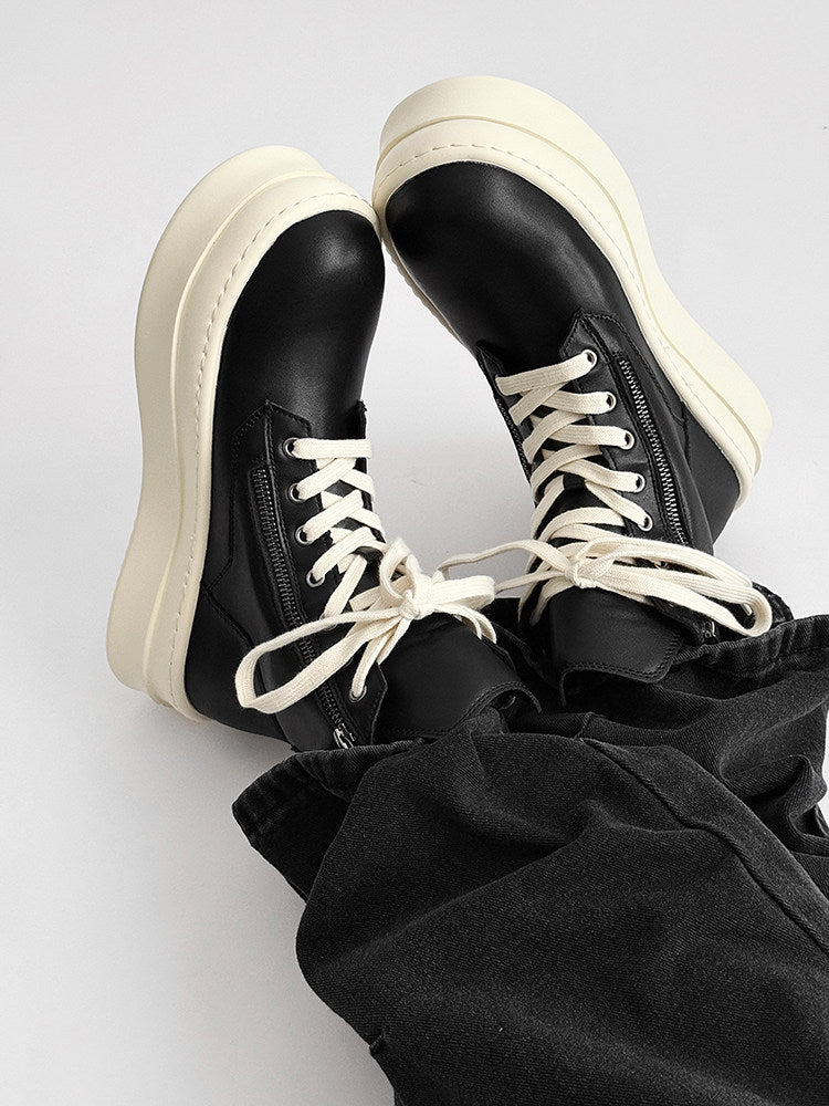 Lace Up Side Zipper Thick Sole Short Boots