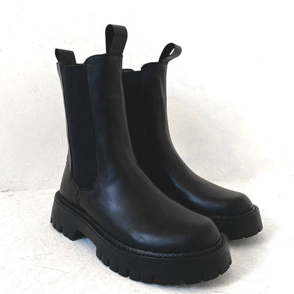 Chunky Sole Black Chelsea Boots