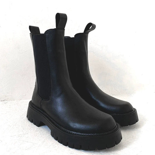 Chunky Sole Black Chelsea Boots
