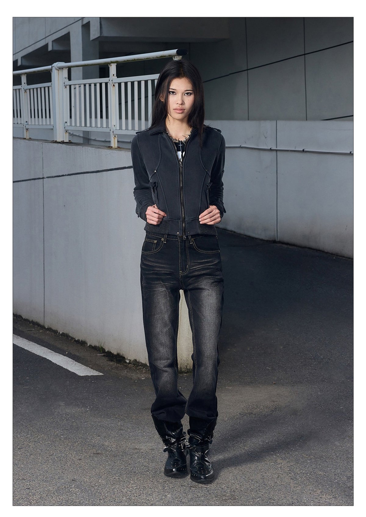 Vintage Y2K Slim Fit Washed Black Skinny Pants