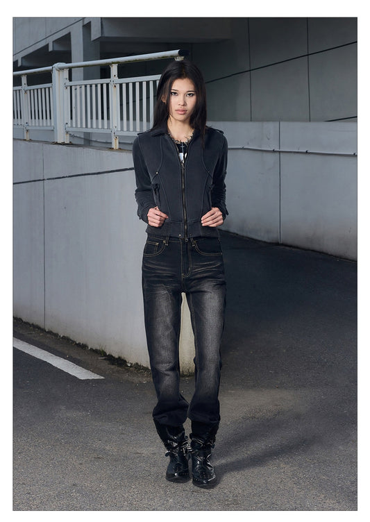 Vintage Y2K Slim Fit Washed Black Skinny Pants