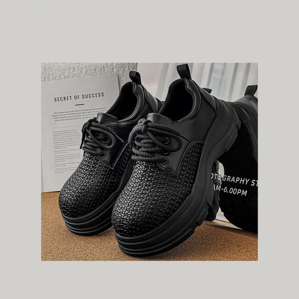 Platform Round Toe Lace-Up Shoes