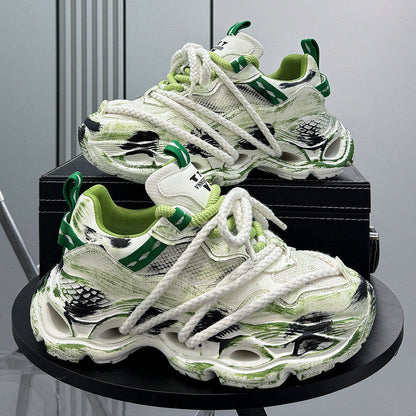 Paint Splash Rope Lace Chunky Sole Sneakers