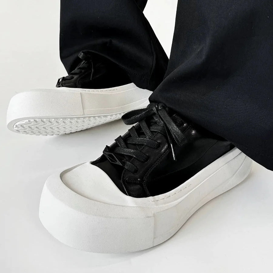 Canvas Round-Toe Derby-Inspired Flat Sneakers WN19121