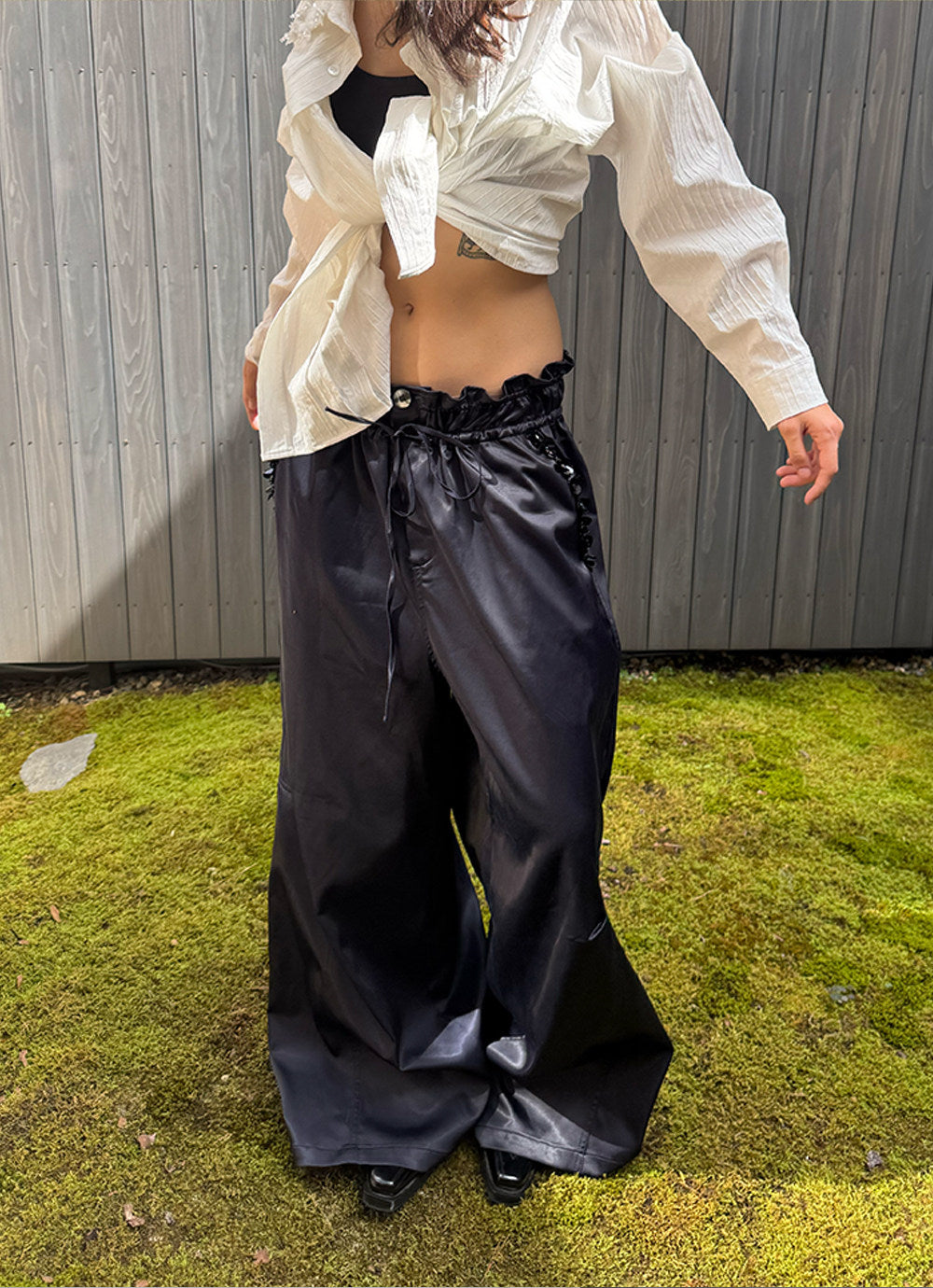 Rhinestone Patchwork Pocket Casual Pants