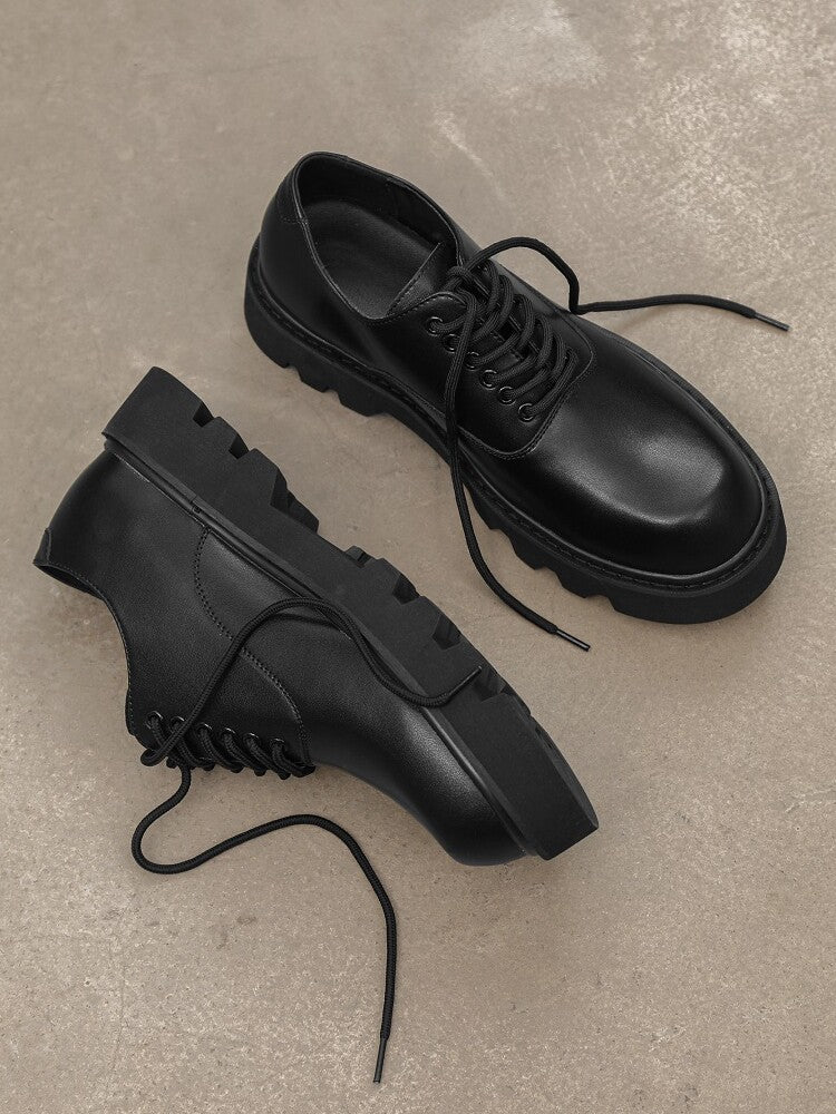 Lace Up Thick Sole PU Leather Shoes