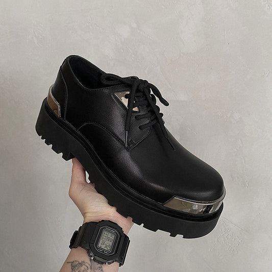 Chunky Platform Metal Toe Lace-Up Shoes