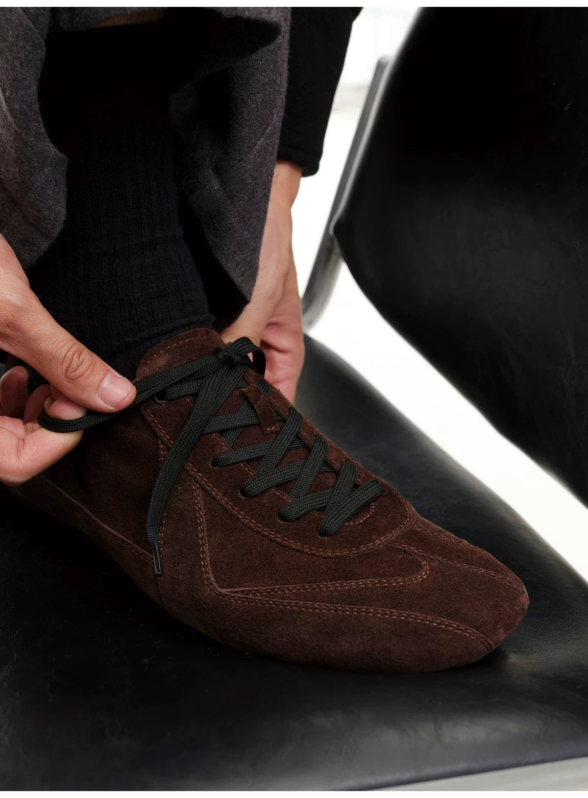 Suede Minimalist Lace-Up Sneakers