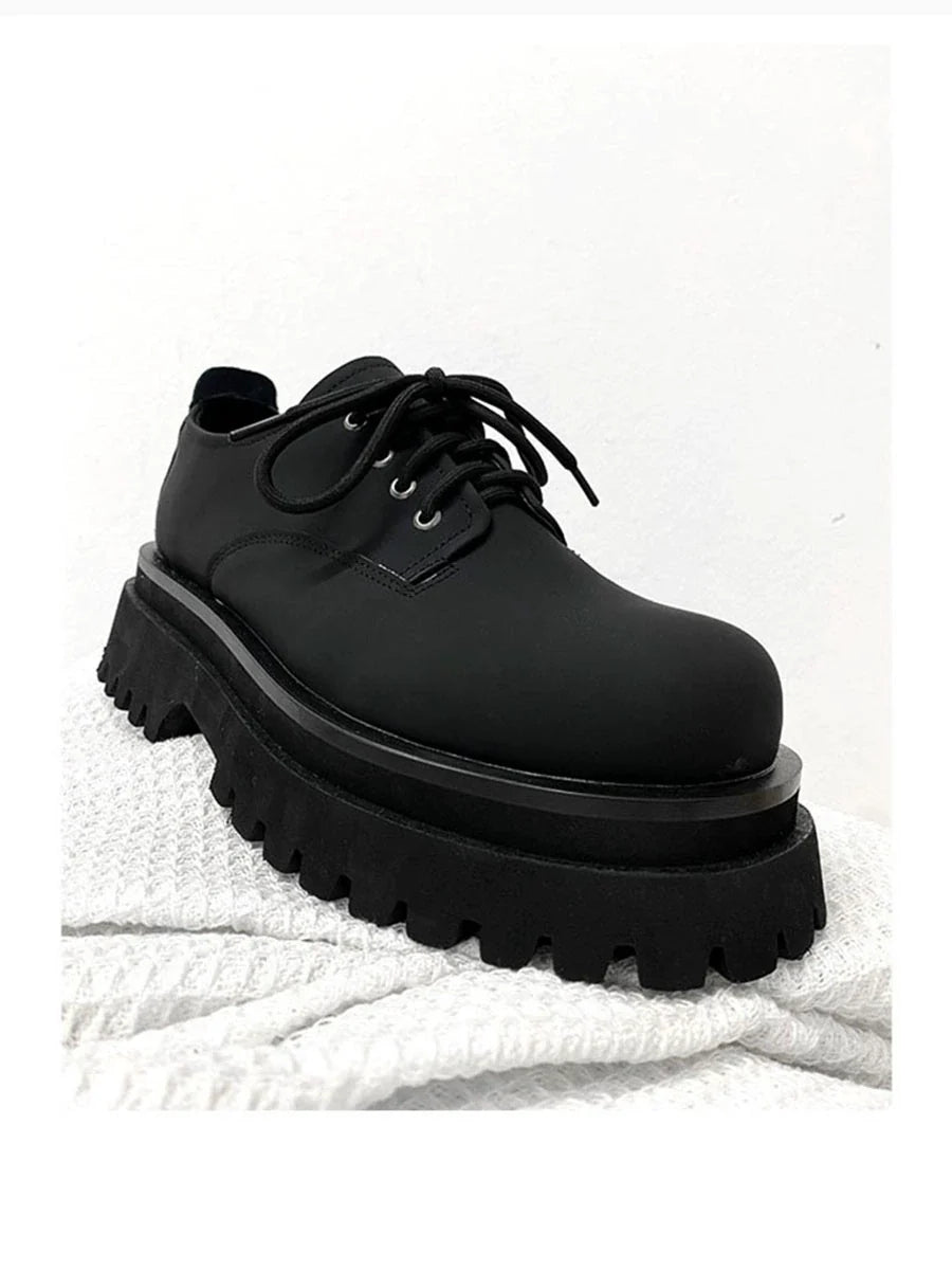 Thick-Soled Chunky Black Platform Derby Shoes