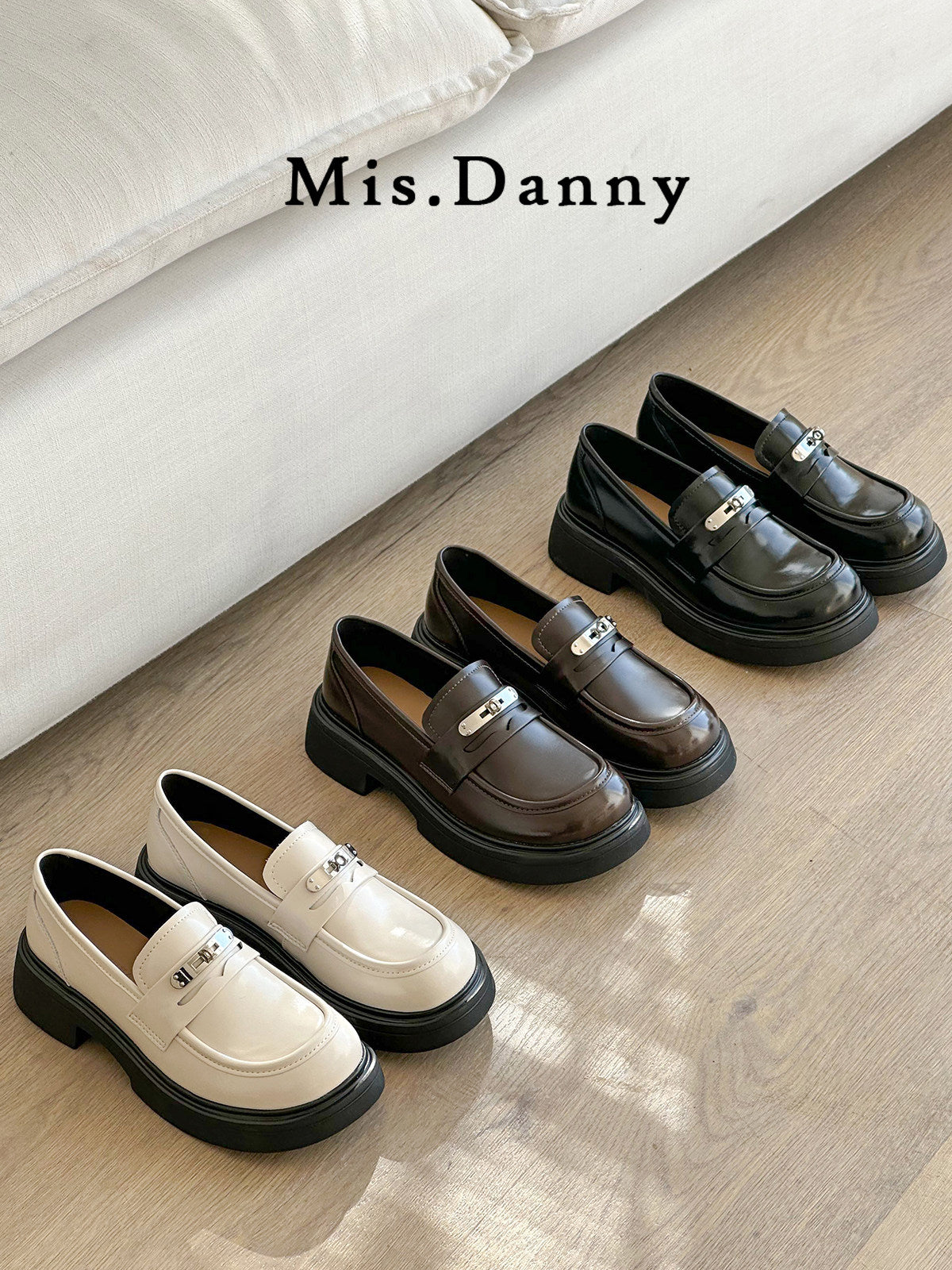 Metal Decoration Platform Thick Sole Loafers