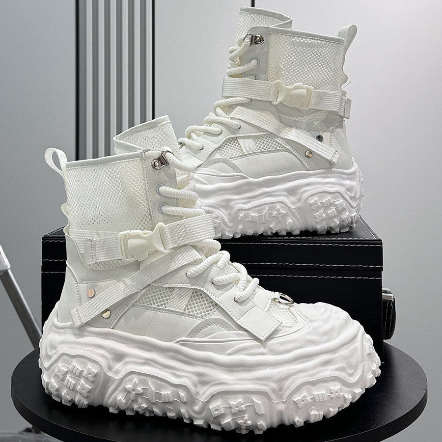 Mesh Strap Buckle Platform Sneaker Boots