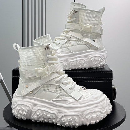 Mesh Strap Buckle Platform Sneaker Boots