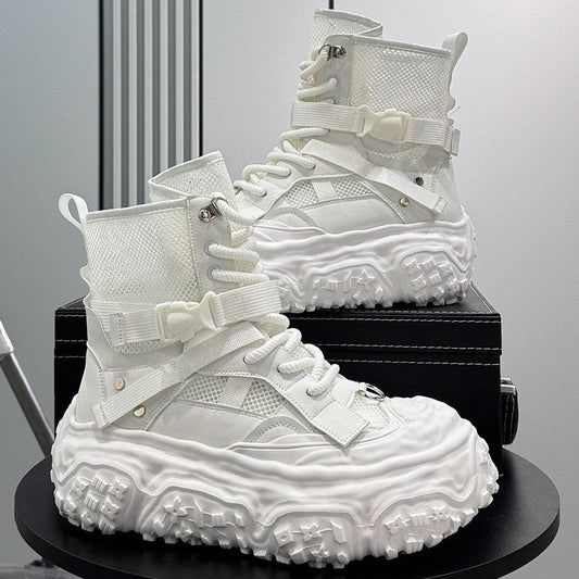 Mesh Strap Buckle Platform Sneaker Boots