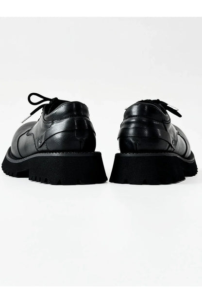 Chunky Black Platform Derby Shoes with Rounded Toe