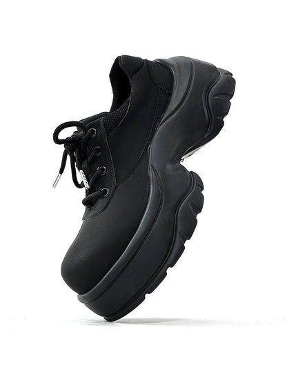 Chunky Sole Round Toe Leather Shoes