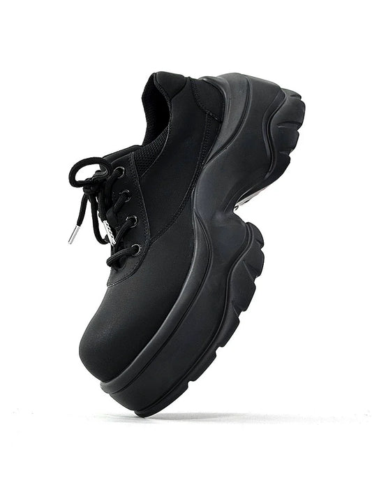 Chunky Sole Round Toe Leather Shoes