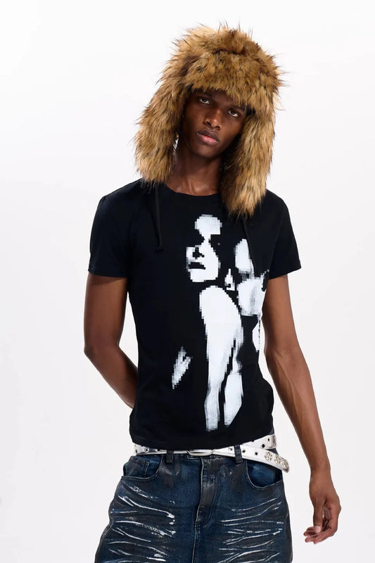 Pixelated Portrait Graphic T-Shirts