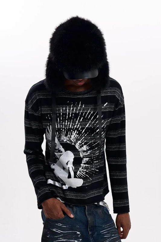 Portrait Graphic Striped LS T-shirts