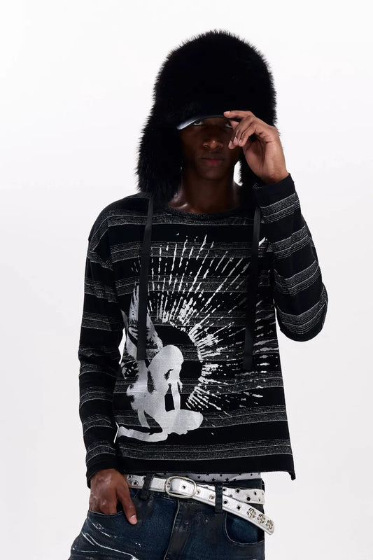 Portrait Graphic Striped LS T-shirts