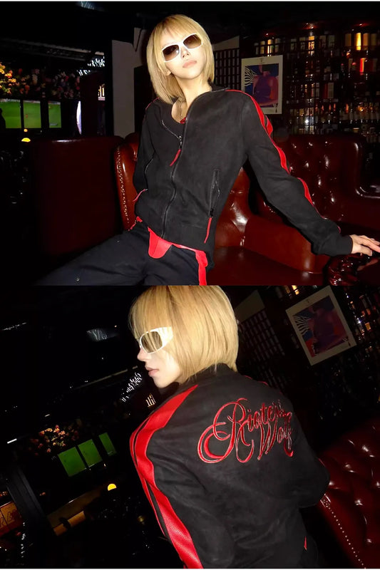 RUDE WOLF Blood Wolf Embroidered Suede Jacket