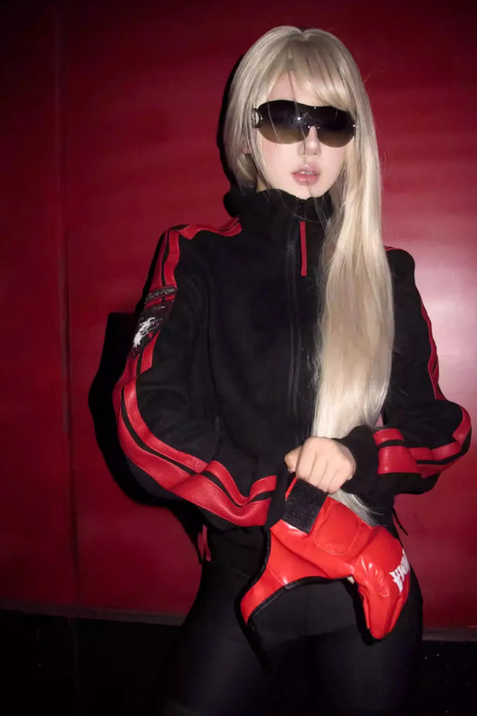 RUDE WOLF Blood Wolf Embroidered Suede Jacket