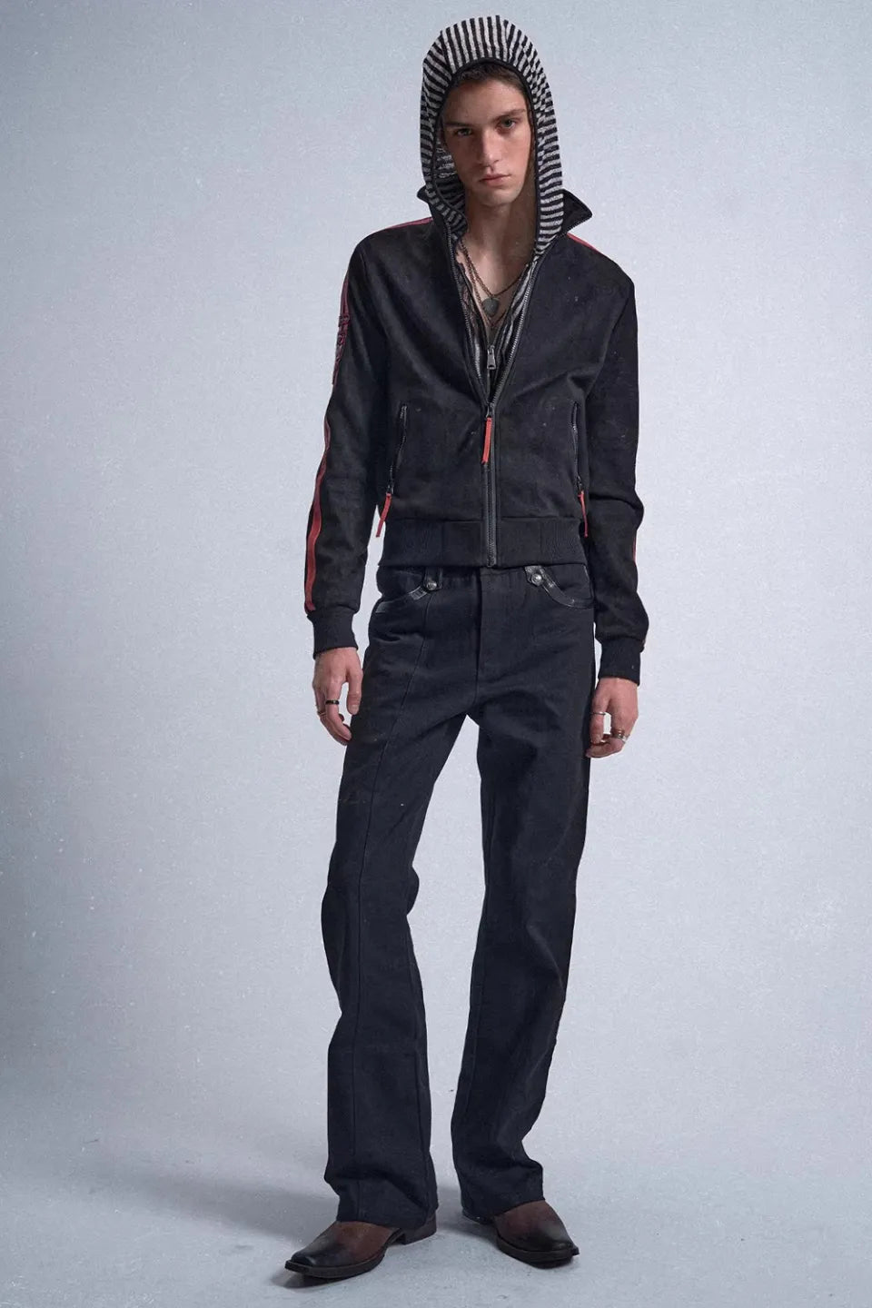 RUDE WOLF Blood Wolf Embroidered Suede Jacket